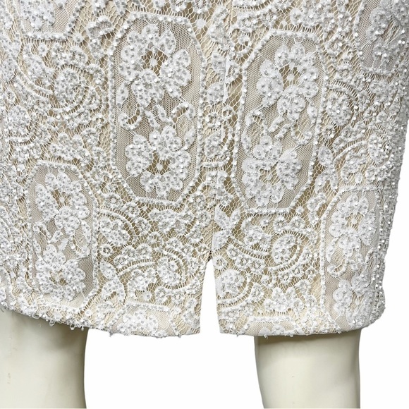 VTG OLEG CASSINI Beaded Sequin BLACK TIE DRESS WHITE SIZE 10 - Picture 6 of 8